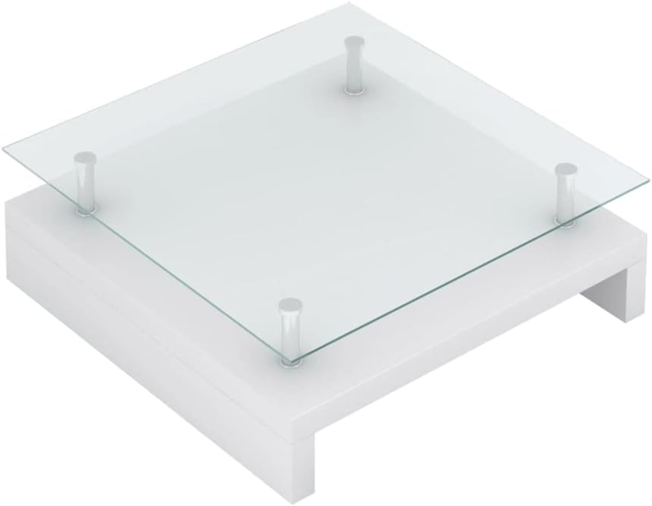 Salontisch mit Glasplatte, Weiß, 32 x 77 x 77 cm Bild 1