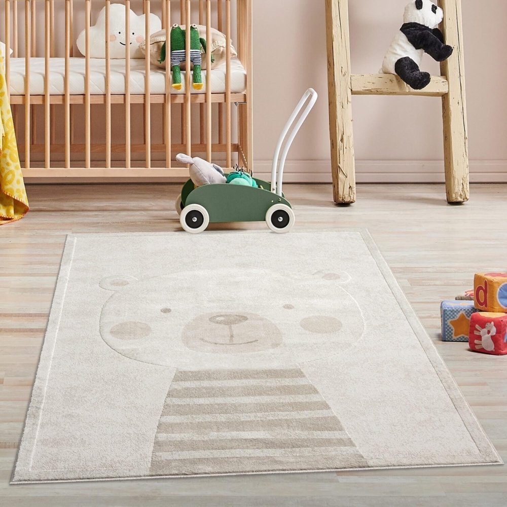 Carpet City Kinderteppich MARA710, rechteckig, Höhe: 11 mm, Kinderzimmer Teppich Tiere Beige Spielzimmer Bild 1