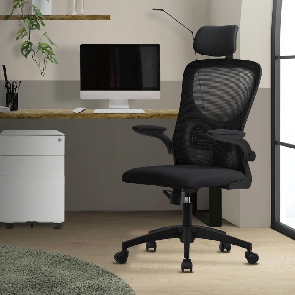 ML-DESIGN Bürostuhl Schreibtischstuhl ergonomisch mit verstellbarer Kopfstütze, Armlehnen, Drehstuhl mit Rollen Schwarz Computerstuhl Chefsessel Gaming-Stuhl Bild 1