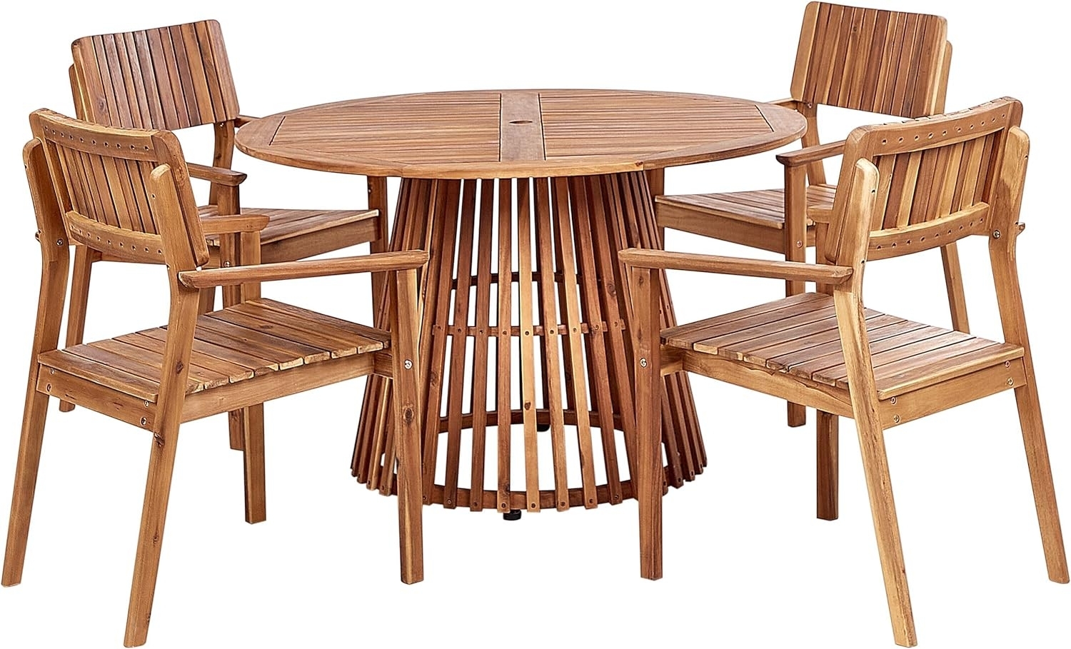 Tisch mit Stühlen AGELLO Akazienholz 120x120x75 cm Heller Holzfarbton Bild 1