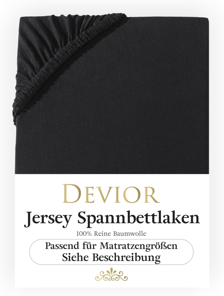 Devior Spannbettlaken 180x200 - 200x220 Boxspringbett und Wasserbett 100% Baumwolle, Jersey, Gummizug: Rundumgummizug, Bettlaken bis 32cm Matratzenhöhe Bezug 200x220 Bild 1