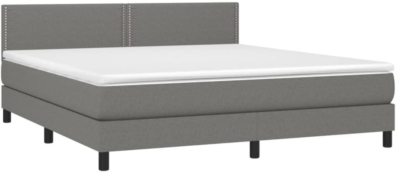 vidaXL Boxspringbett mit Matratze Dunkelgrau 160x200 cm Stoff, Härtegrad: H2 [3139986] Bild 1