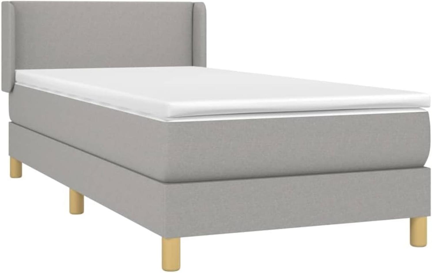 vidaXL Boxspringbett mit Matratze Hellgrau 80x200 cm Stoff Bild 1