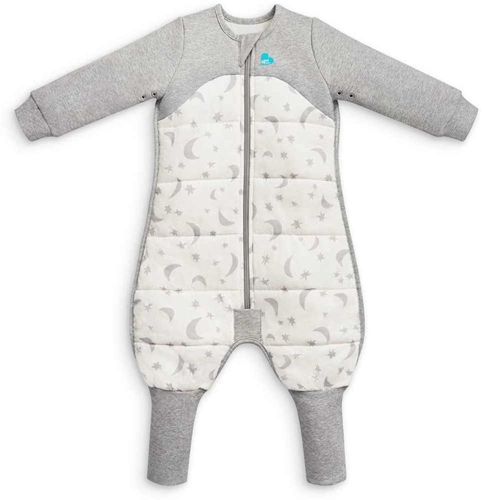 Love To Dream Schlafsack mit Füßen, 6-12 Monate, integrierte Steppdecke für kühle Temperaturen (16-20°C), statt Bettdecke, Schlafanzug Baby Winter, Babyschlafsack, Weiß Bild 1