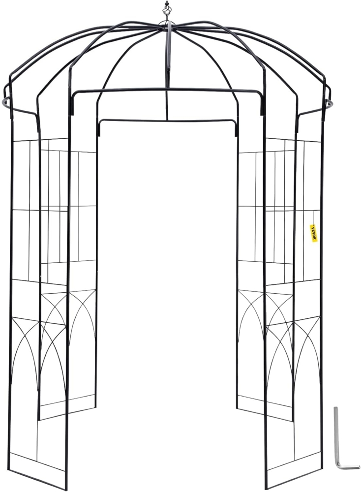 VEVOR Rosenbogen aus Metall 201 x 201 x 274 cm, Rosenpavillon Gartenlaube Gartenpavillon für Kletterpflanzen, Jasmin Hochzeitsbogen Rankgitter, Rankhilfe Schwarz Bild 1