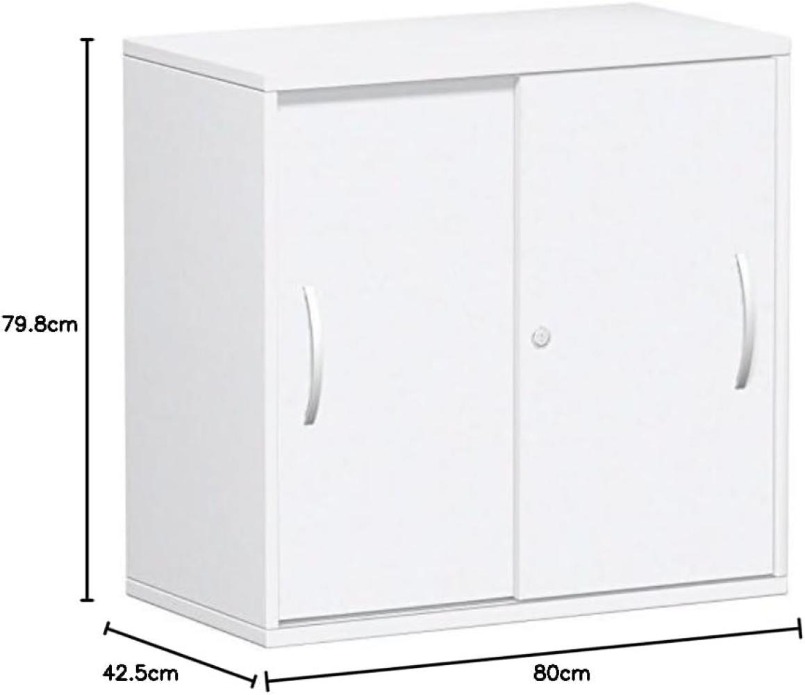 Schiebetürenschrank Oberboden 25 mm, 80x42x80cm, Weiß Weiß Bild 1