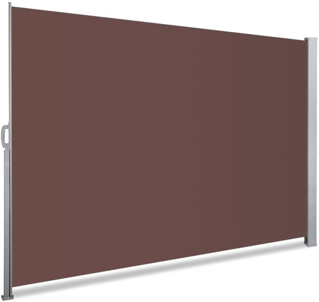 VOUNOT Seitenmarkise Ausziehbar für Balkon, Garten und Terrasse, Sichtschutz, Windschutz, Wasserdicht, Sonnenschutz, 140 x 300 cm, Dunkel-Braun Bild 1