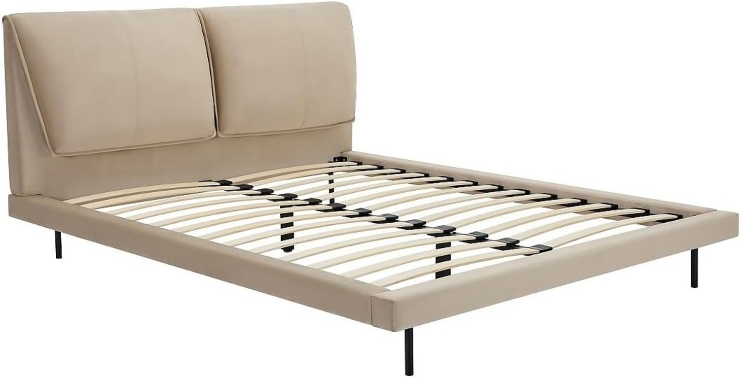 Vente-unique - Bett 140 x 190 cm - Samt - Taupe - IBEDIA Bild 1