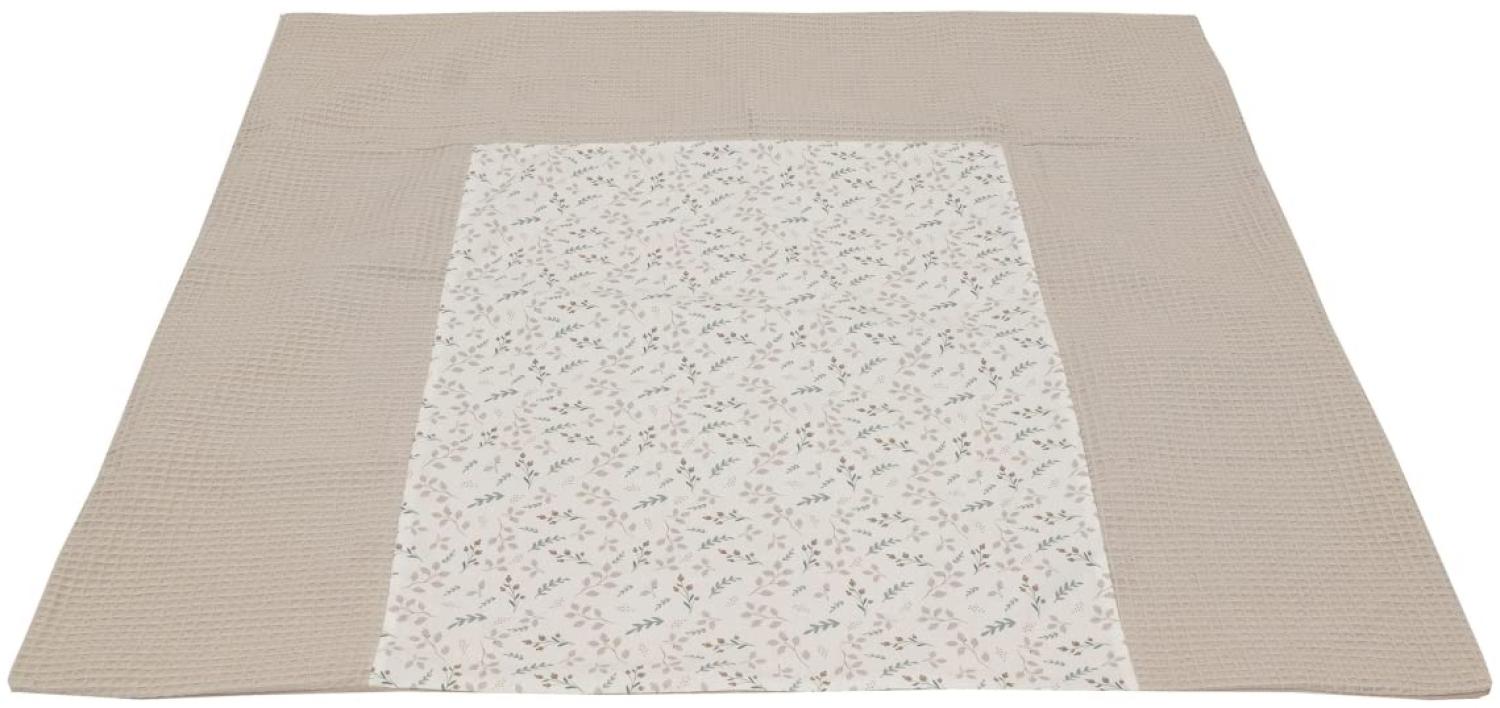 ULLENBOOM ® Wickelauflagenbezug 75x85 cm Floral-Sand (Made in EU) - abnehmbarer Bezug für Wickelauflage 85x75, Baby Überzug für Wickelunterlage aus Baumwolle, Wickelbezug für Wickeltisch Bild 1