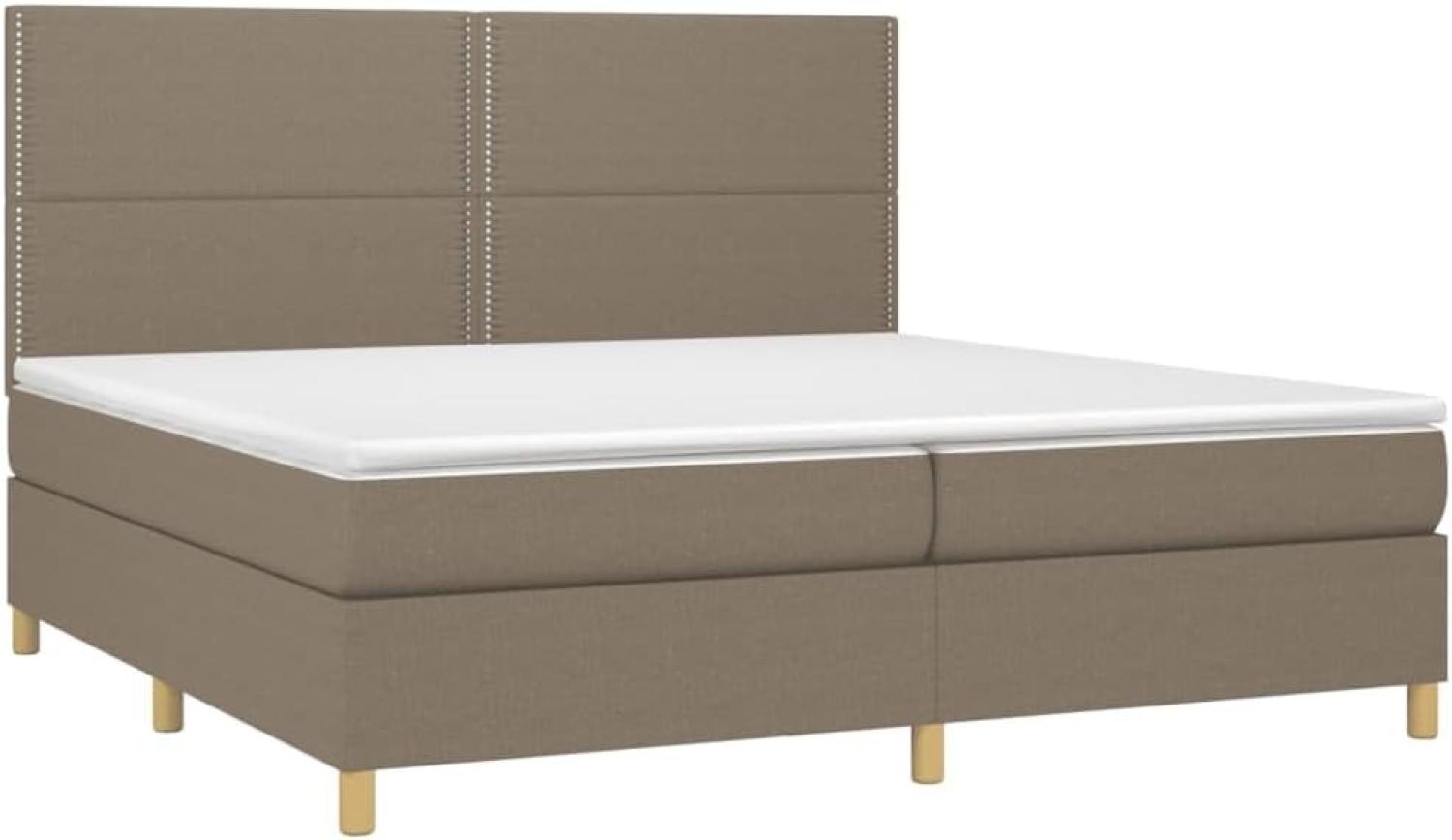 vidaXL Boxspringbett mit Matratze Taupe 200x200 cm Stoff, Härtegrad: H2 [3142285] Bild 1