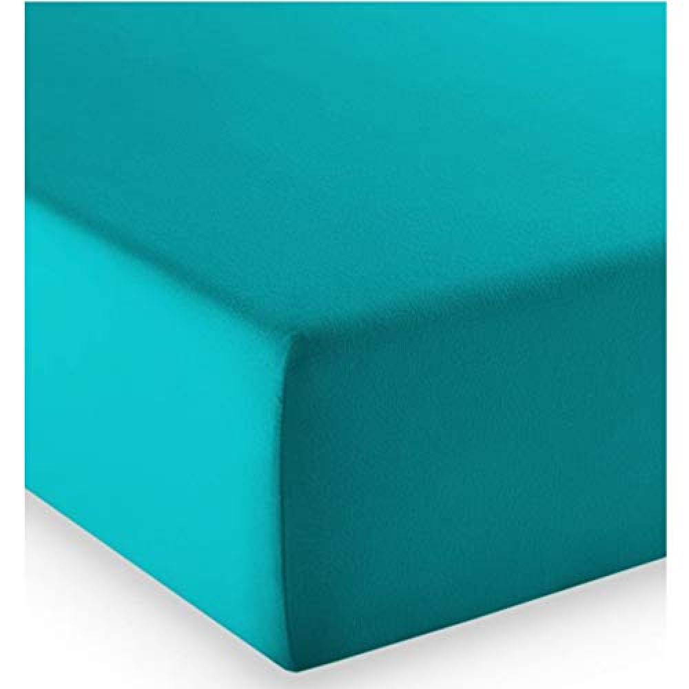 fleuresse Mako-Jersey-Spannlaken Comfort Farbe Petrol 6066 Größe: 180x200 cm Bild 1