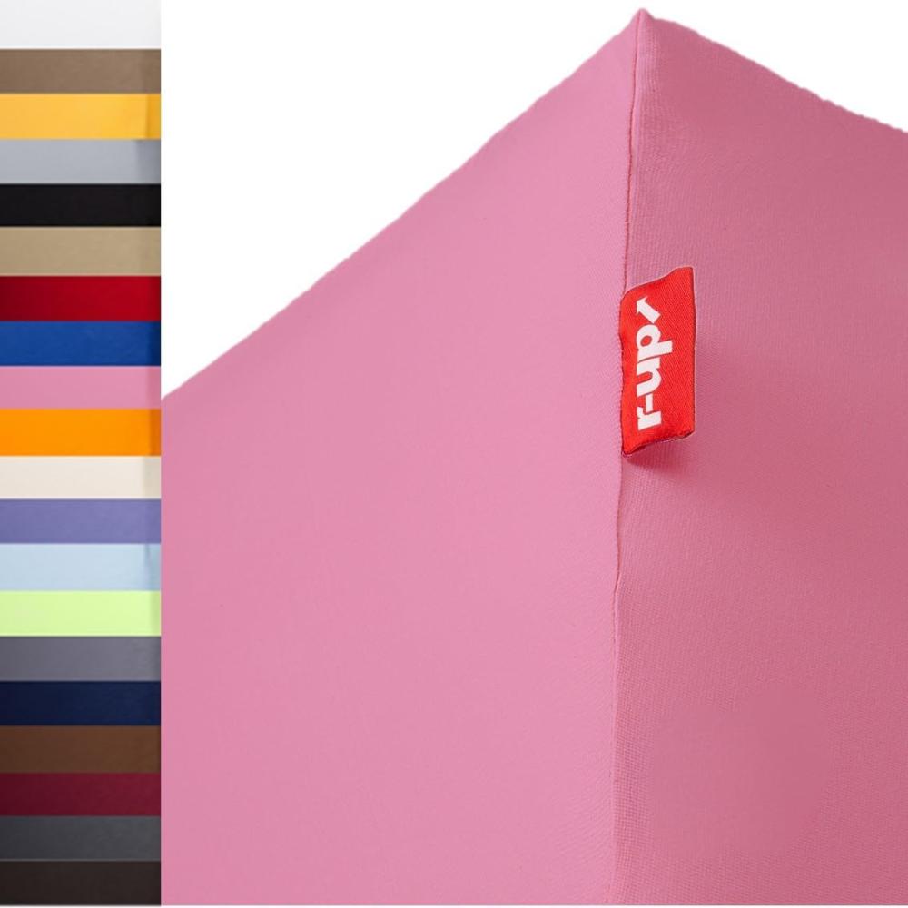 r-up Beste Spannbettlaken 180x200-200x220 bis 35cm Höhe viele Farben 95% Baumwolle / 5% Elastan 230g/m² Oeko-Tex stressfrei auch für Boxspringbetten (rosa) Bild 1