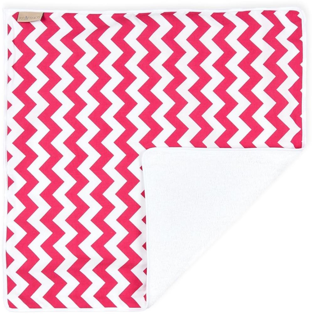 KraftKids Wickeltischunterlage Chevron magenta, Windelmatte aus 100% Baumwolle, wasserundurchlässige Reise-Wickelunterlage Bild 1