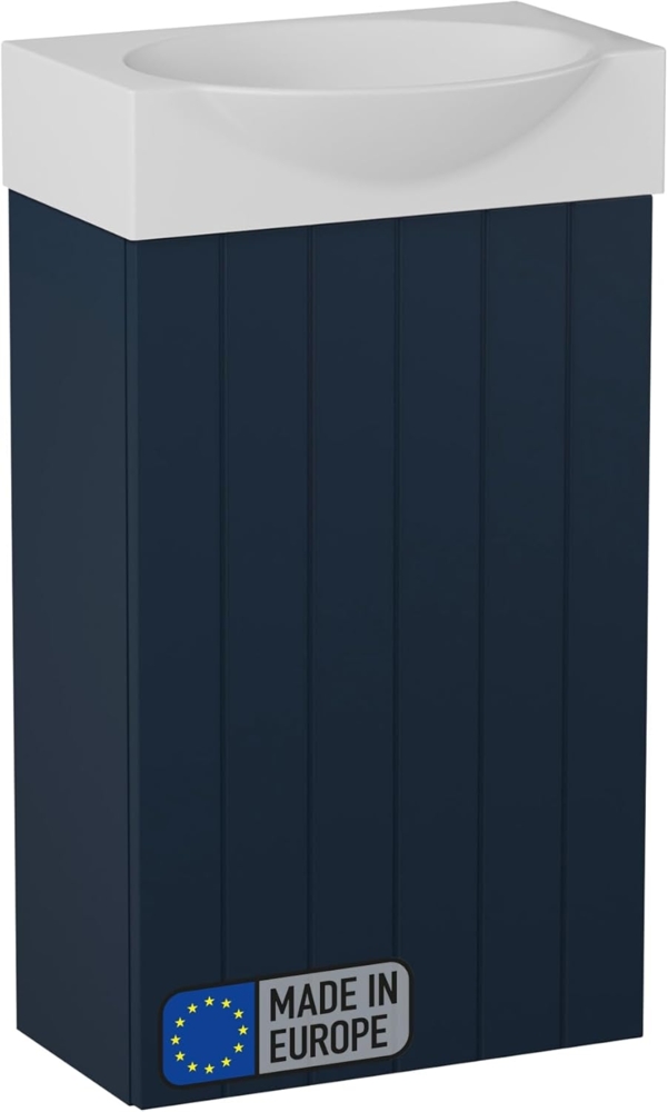 BADEDU IMPERO Gäste WC Waschtisch Set 40 cm breit, Blau, Waschbecken Keramik Weiß Bild 1