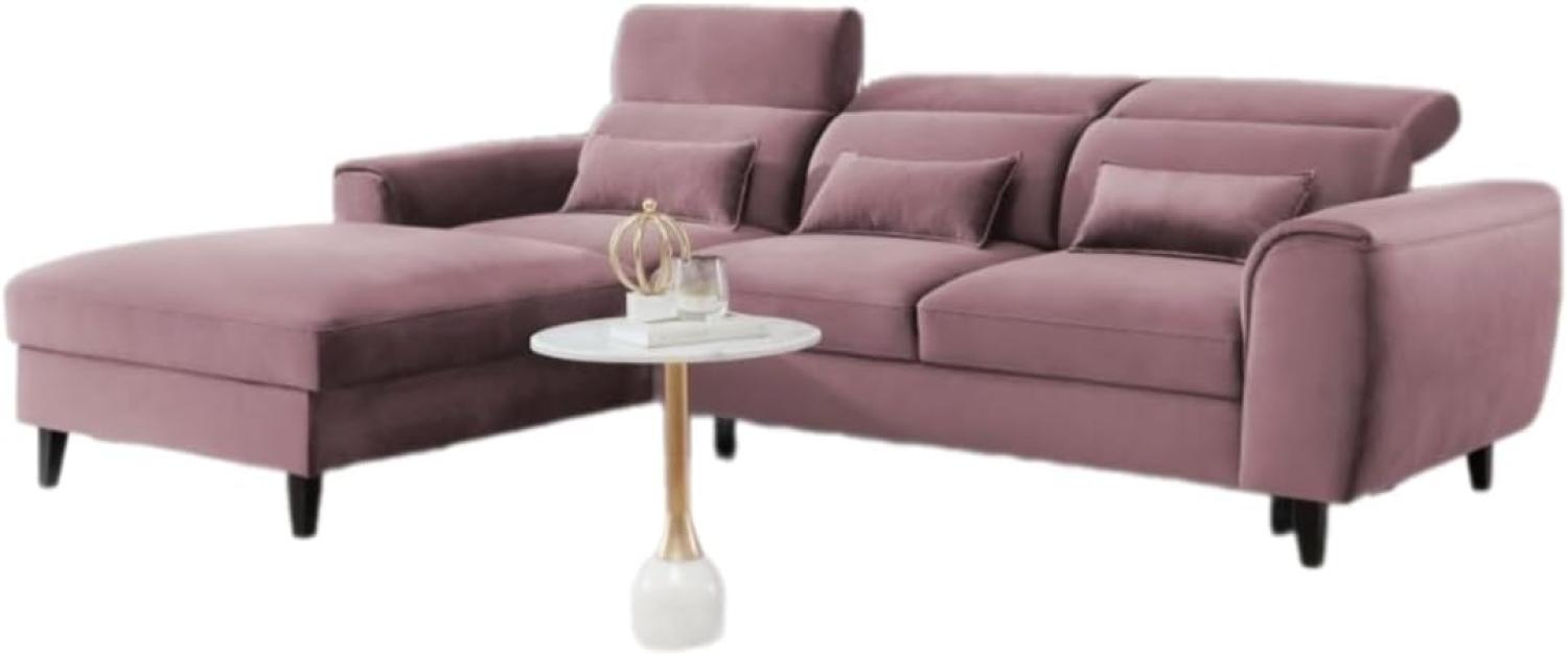 Designer Sofa Forino mit Schlaf- und Klappfunktion Rosé Links Bild 1