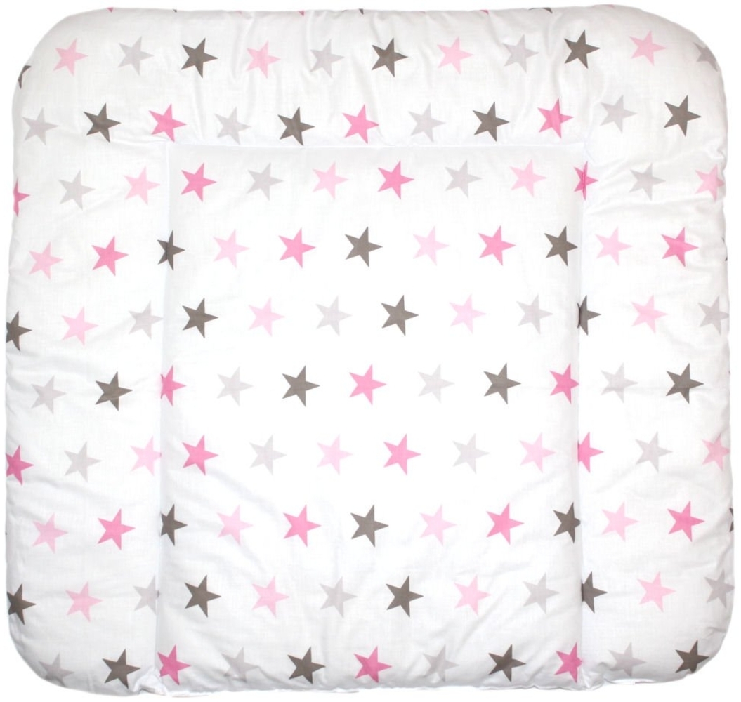Baby Auflage Wickelauflage - STAR ROSA-GRAU - 70x50 cm 70x70 cm 70x85 cm Wickeltischauflage 70x85 cm Bild 1