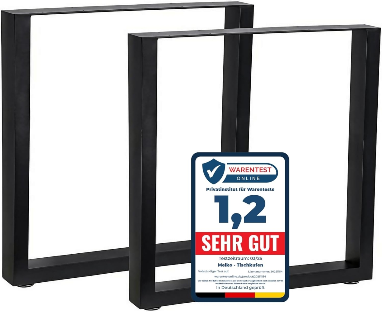 Melko 2X Tischkufen aus Vierkantprofilen 80x40 mm Tischuntergestell 60x72 cm Tischbeine Tiefschwarz inkl. Bodenschoner Bild 1