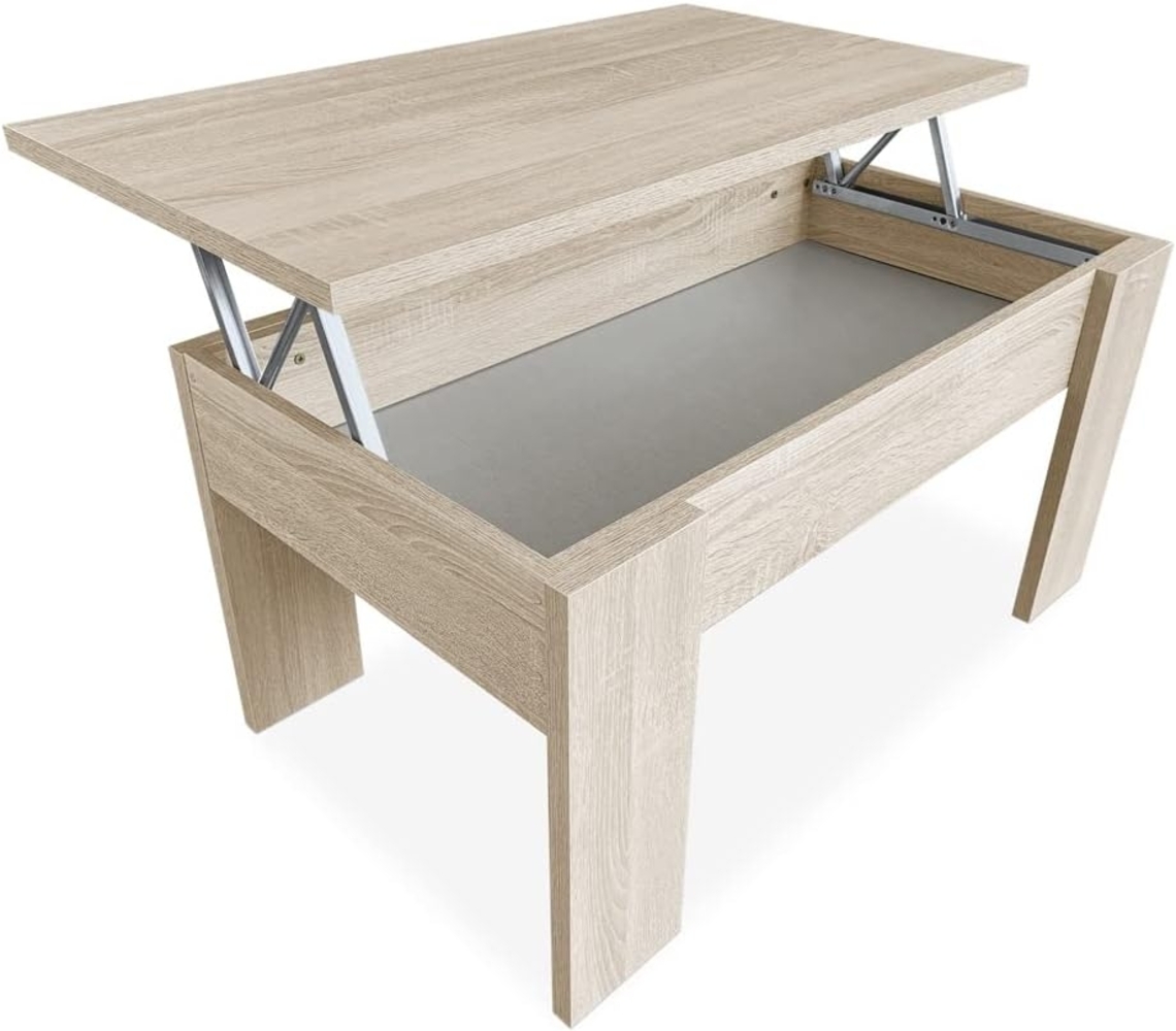 amuéblate online Couchtisch, Modell Alaska, höhenverstellbar, für Wohnzimmer oder Esszimmer, Holz, Kambria, 90 x 50 x 46/57 cm Bild 1