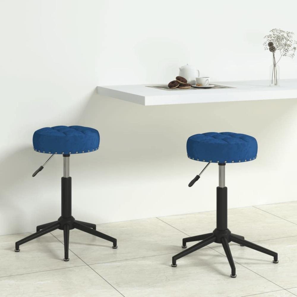 vidaXL Essstühle 2 Stk. Drehbar Blau Samt [333041] Bild 1