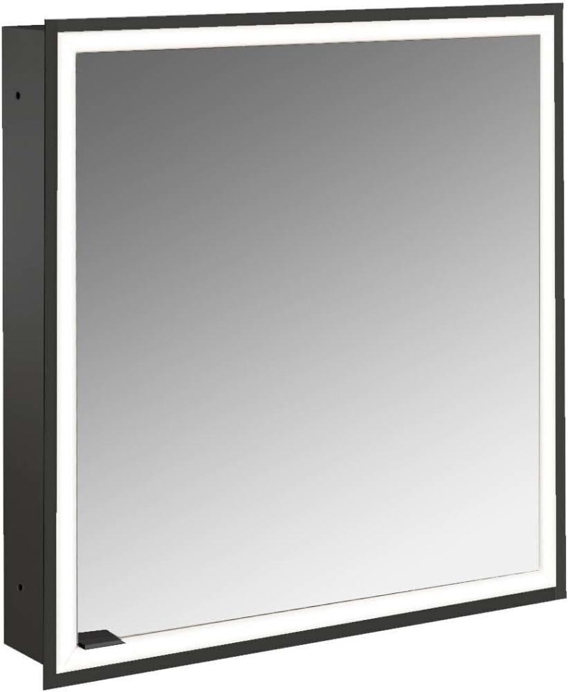 Emco asis prime Lichtspiegelschrank, Unterputzmodell, 1 Tür, Anschlag rechts, mit Lichtpaket, 600mm, Ausführung: Gehäuse schwarz - Rückwand verspiegelt - 949713370 Bild 1