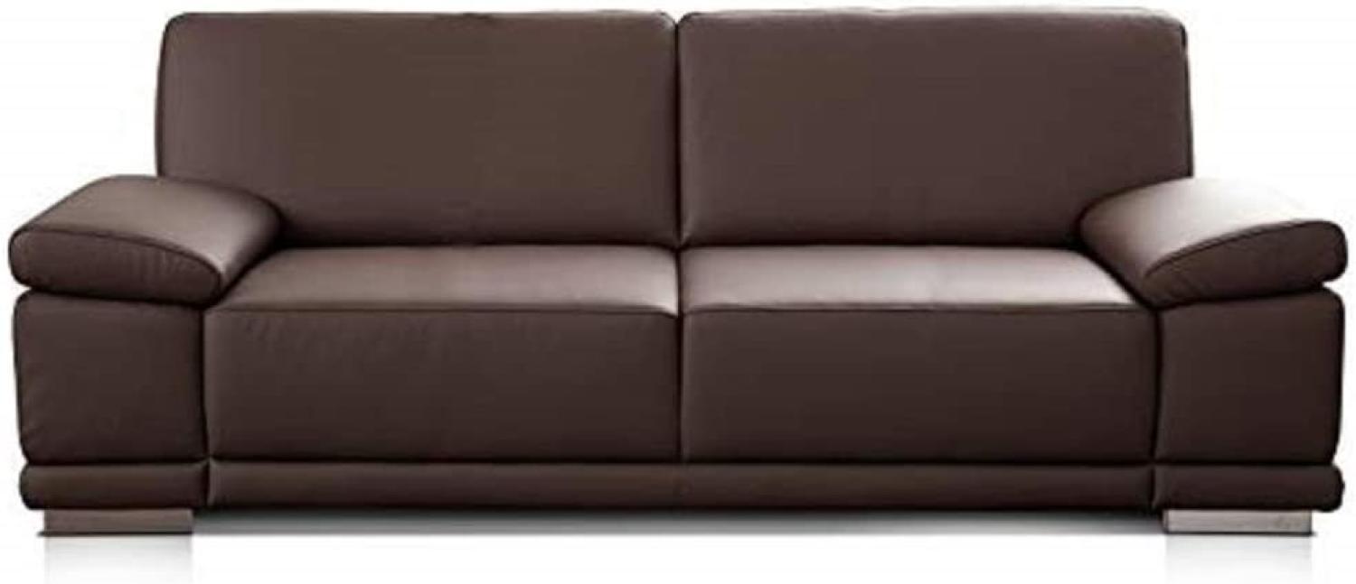 CAVADORE 3,5-Sitzer Sofa Corianne in Kunstleder / Großes Sofa Lederoptik in hochwertigem Kunstleder und modernem Design / Mit verstellbaren Armlehnen / 248 x 80 x 99 / Kunstleder braun Bild 1