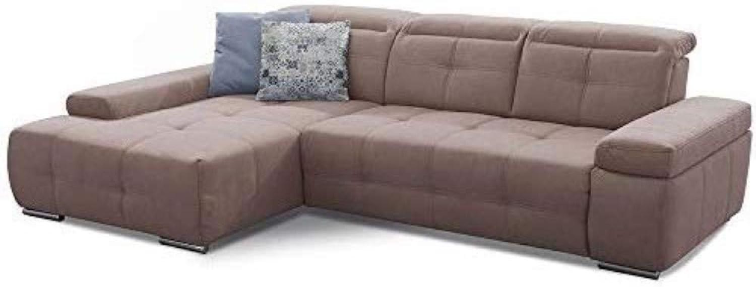 Cavadore Ecksofa Mistrel mit Schlaffunktion, L-Form Sofa mit leichter Fleckentfernung dank Soft Clean, geeignet für Haushalte mit Kindern, Haustieren, 273 x 77 x 173, hellbraun Bild 1