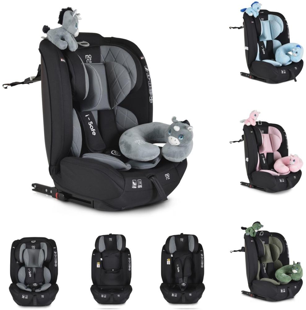 Moni Kindersitz i-Size i-Safe (76-150cm) Isofix, Top Tether, 13-fach verstellbar grau Bild 1