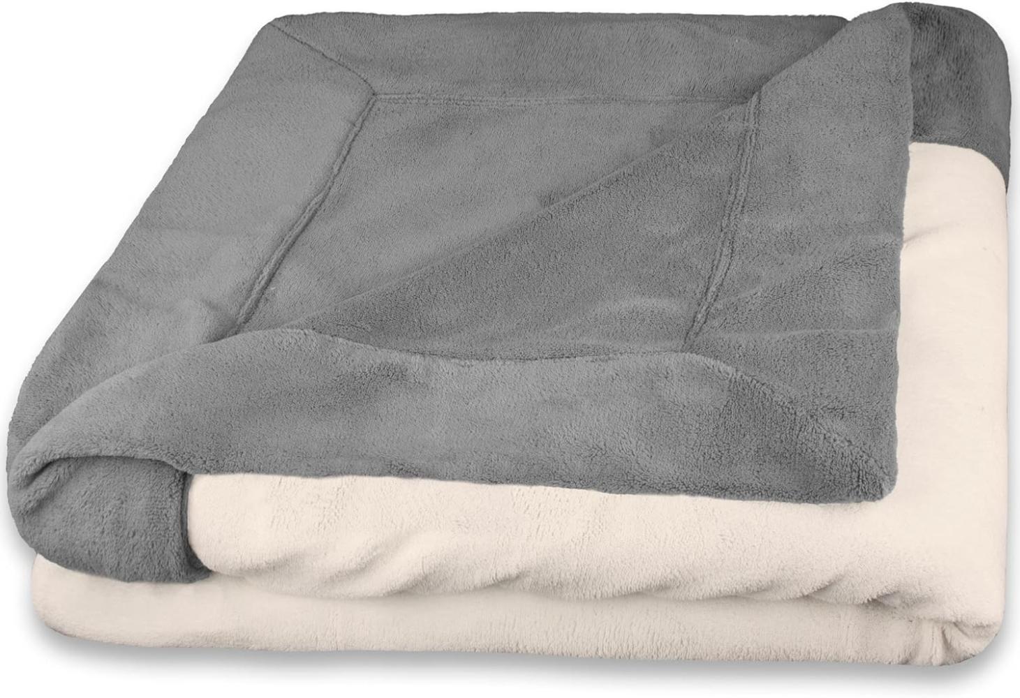 CelinaTex Flauschige Kuscheldecke 150 x 200 cm grau und Creme weiß Decke Sofa Wohndecke Mikrofaser Fleece Oeko-TEX Toronto Bild 1