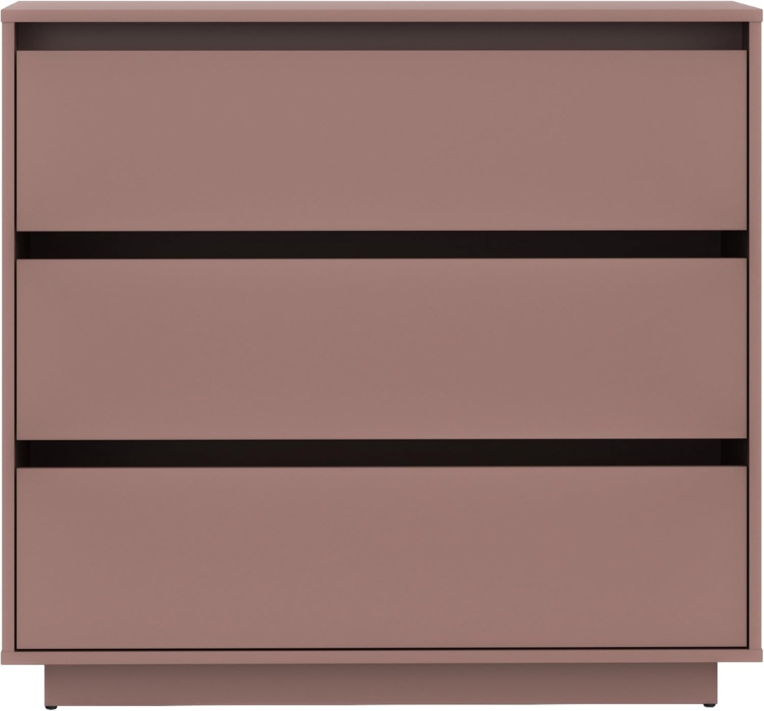 Forte Tahoe Kommode 90 100, minimalistische Kommode mit 3 Schubladen, Wohnzimmer, Schlafzimmer, Holzwerkstoff, Terrakotta, 93,5 cm breit x 96,7 cm hoch x 41,4 cm tief Bild 1