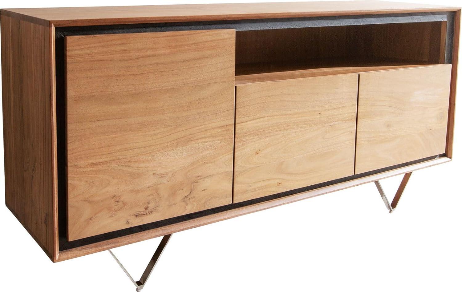 Sideboard Stonegrace 145 cm Akazie Natur 3 Türen 1 Fach Steinfurnier V-Fuß Bild 1