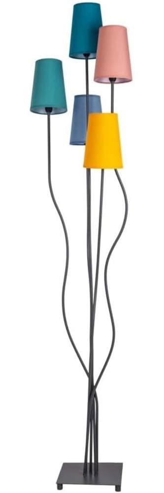 näve Stehlampe Colora, ohne Leuchtmittel, 5flg, E14. Textilschirme je 1x gelb, rose, blau, türkis, oliv Bild 1