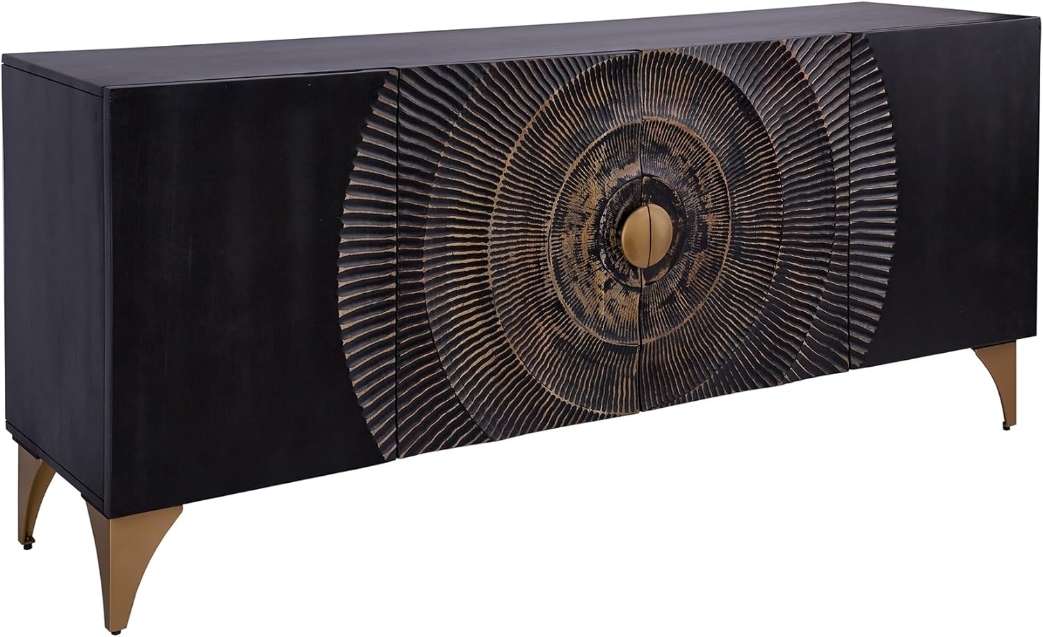 riess-ambiente Sideboard GOLDEN SUNSET 180cm schwarz / gold (Einzelartikel, 1 St), Massivholz · Metall · Kommode · 3D Front · Wohnzimmer Bild 1