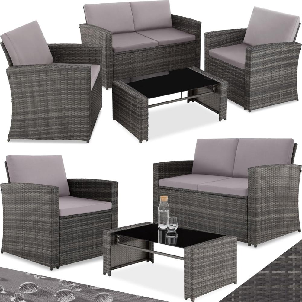 tectake Loungeset Rattan Lounge, (Set, 5-tlg), für 4 Personen Bild 1