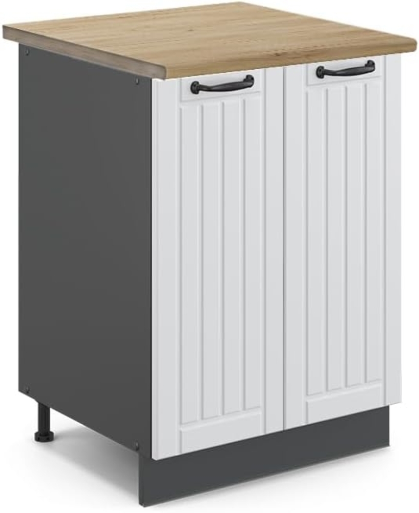 Vicco Küchenunterschrank Fame-Line, Weiß Landhaus/Anthrazit, 60 cm, AP Eiche Bild 1