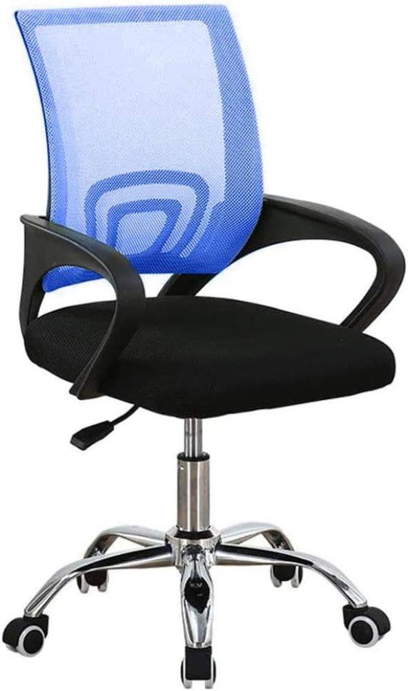 BAKAJI Bürostuhl Ergonomisch aus atmungsaktivem Netzgewebe, Basis mit 5 Rassen aus Stahl, drehbar um 360 Grad, höhenverstellbar, zur Dekoration des Hauses oder Schlafzimmers (blau) Bild 1