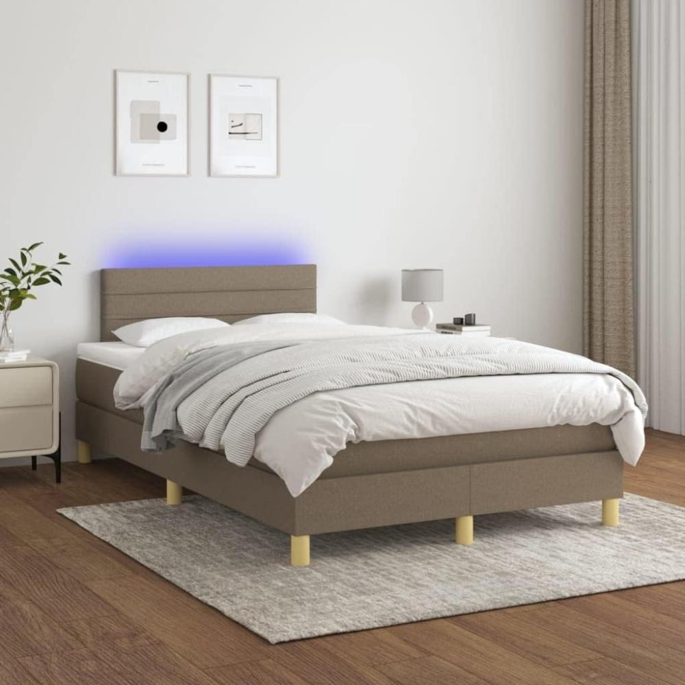 Boxspringbett mit Matratze & LED Stoff Taupe 120x200 cm, Härtegrad: H2 [3133785] Bild 1