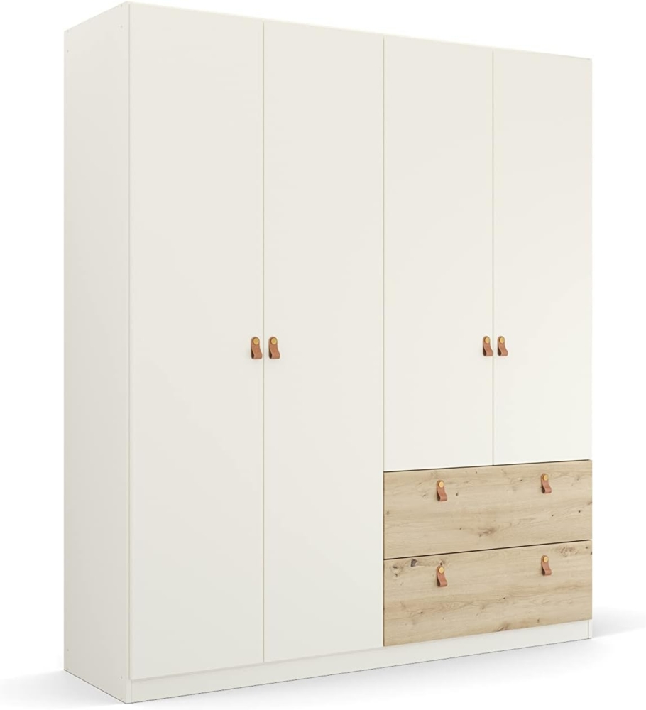 Rauch Möbel Homey by Quadra Spin Schrank Drehtürenschrank, Weiß, 4-trg, inkl. 2 Kleiderstangen, 2 Einlegeböden, 2 Schubkästen, BxHxT 181 x 210 x 54 cm Bild 1