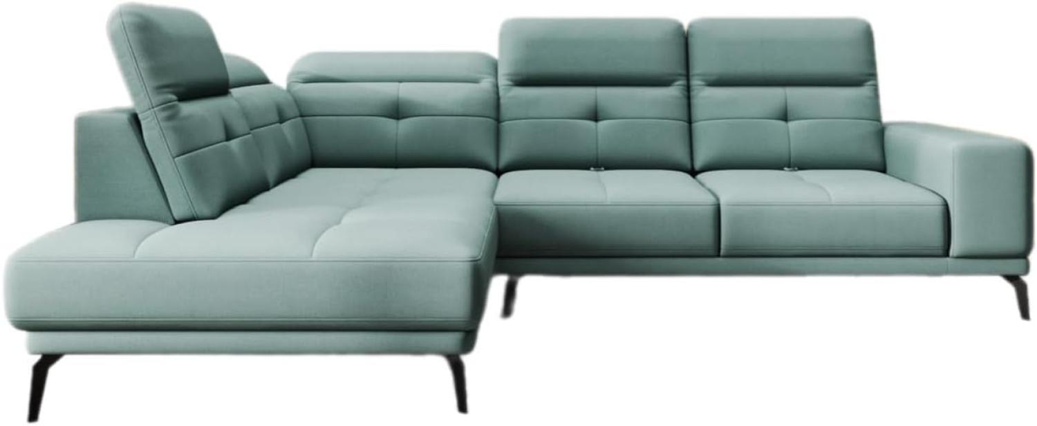 Designer Sofa Isabella mit verstellbarer Kopf- und Rückenlehne Stoff Grün Links Bild 1