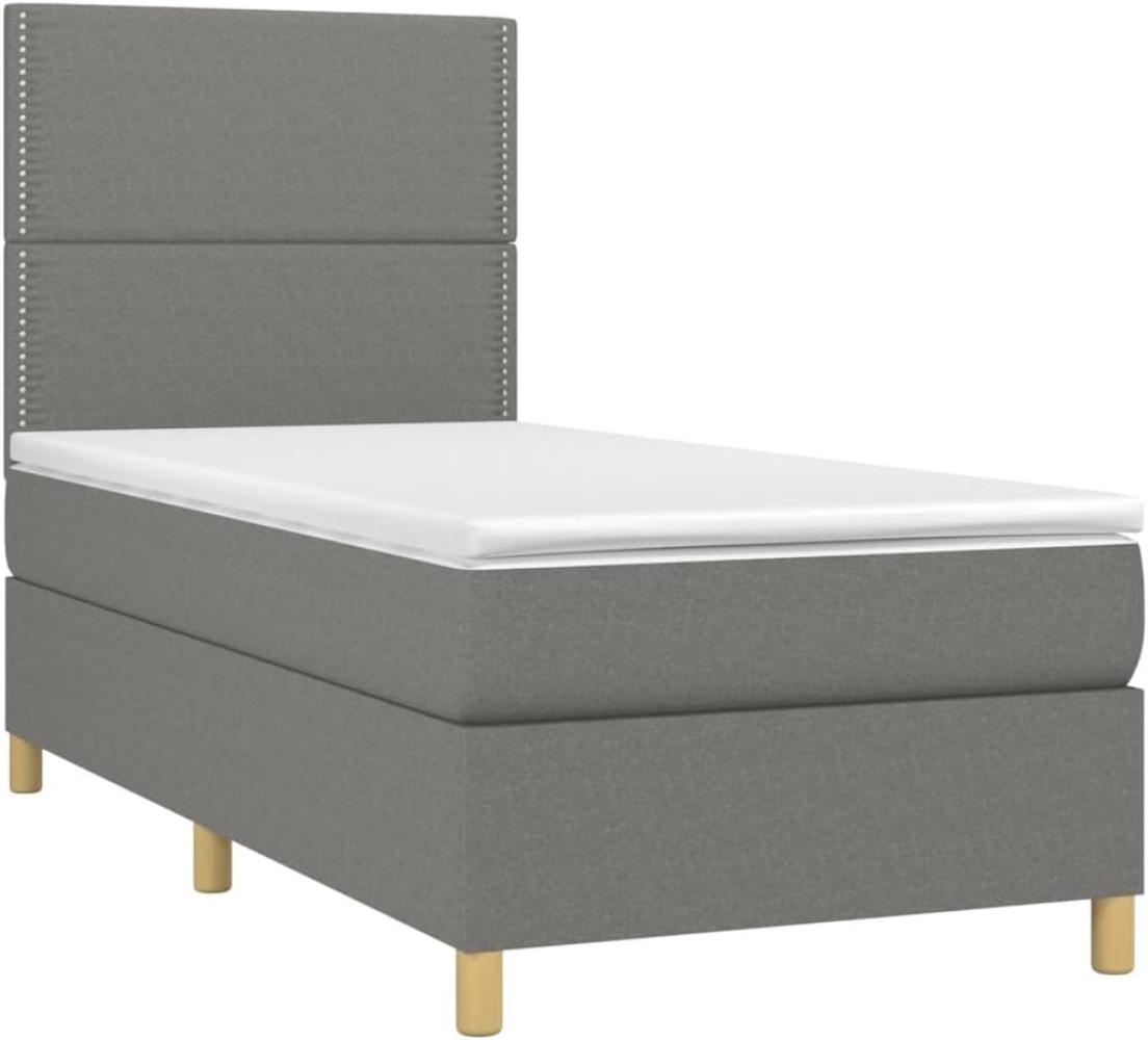 vidaXL Boxspringbett mit Matratze Dunkelgrau 100x200 cm Stoff 3142234 Bild 1