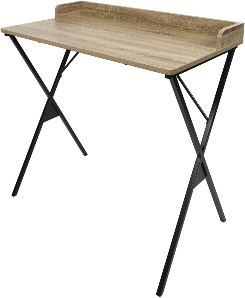 HOME DECO FACTORY, HD0510, Moderner Schreibtisch mit Stauraum, Elegantes und ergonomisches Design, ideal für Telearbeit und Lernen, braun schwarz, 80x48 cm Bild 1