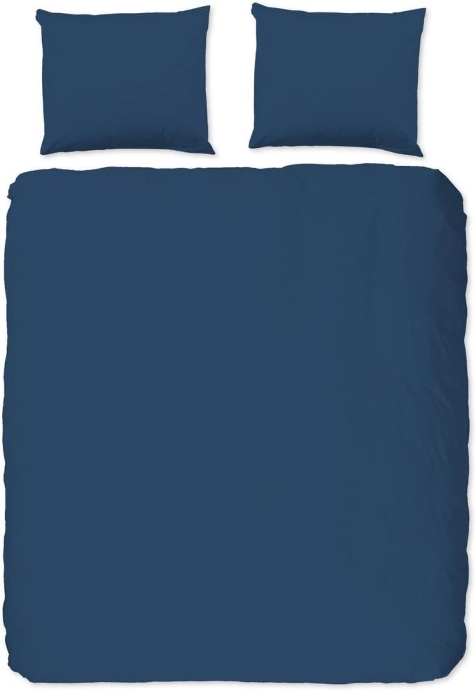 good morning Renforcé Bettwäsche 3 teilig Bettbezug 240 x 220 cm Kopfkissenbezug 60 x 70 cm Uni duvet cover 0270.24.03 Denim Bild 1