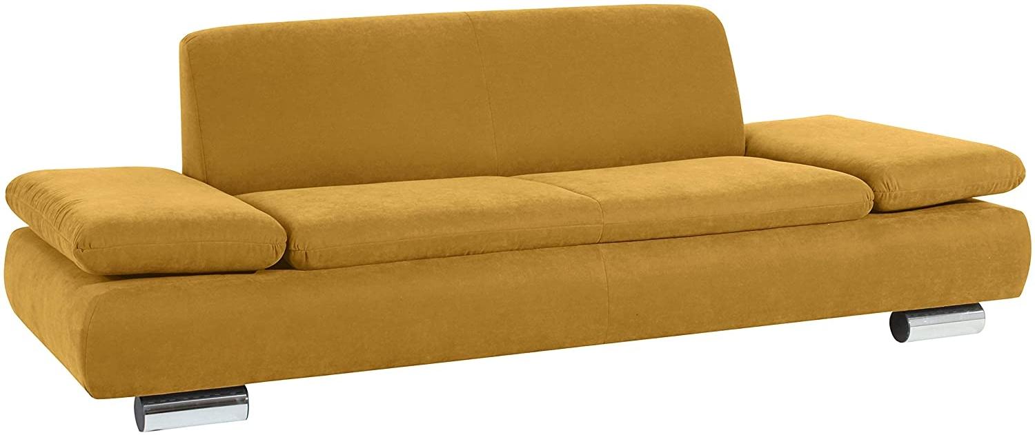 Terrence Sofa 2,5-Sitzer Veloursstoff Mais Metallfüße verchromt Bild 1