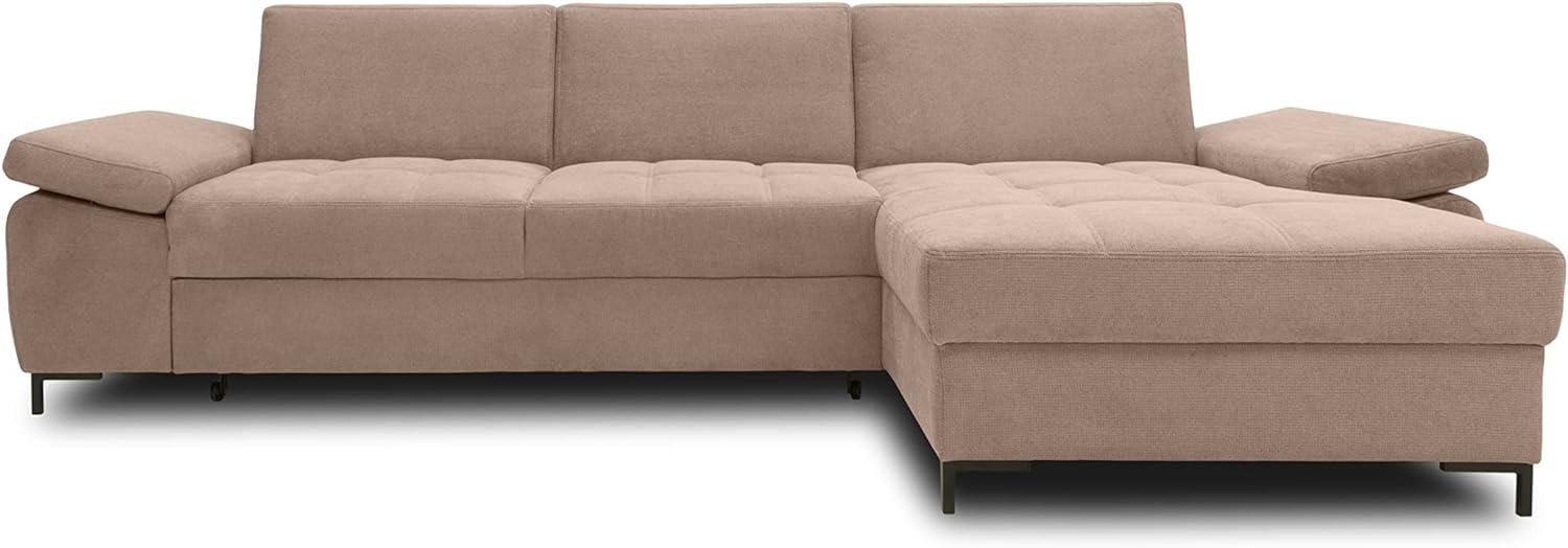 DOMO Collection Curacao Ecksofa, Eckcouch mit Federkern, Sofa mit Armlehnfunktion in L-Form, Schlaffunktion, Coffee, 297 x 160 cm Bild 1