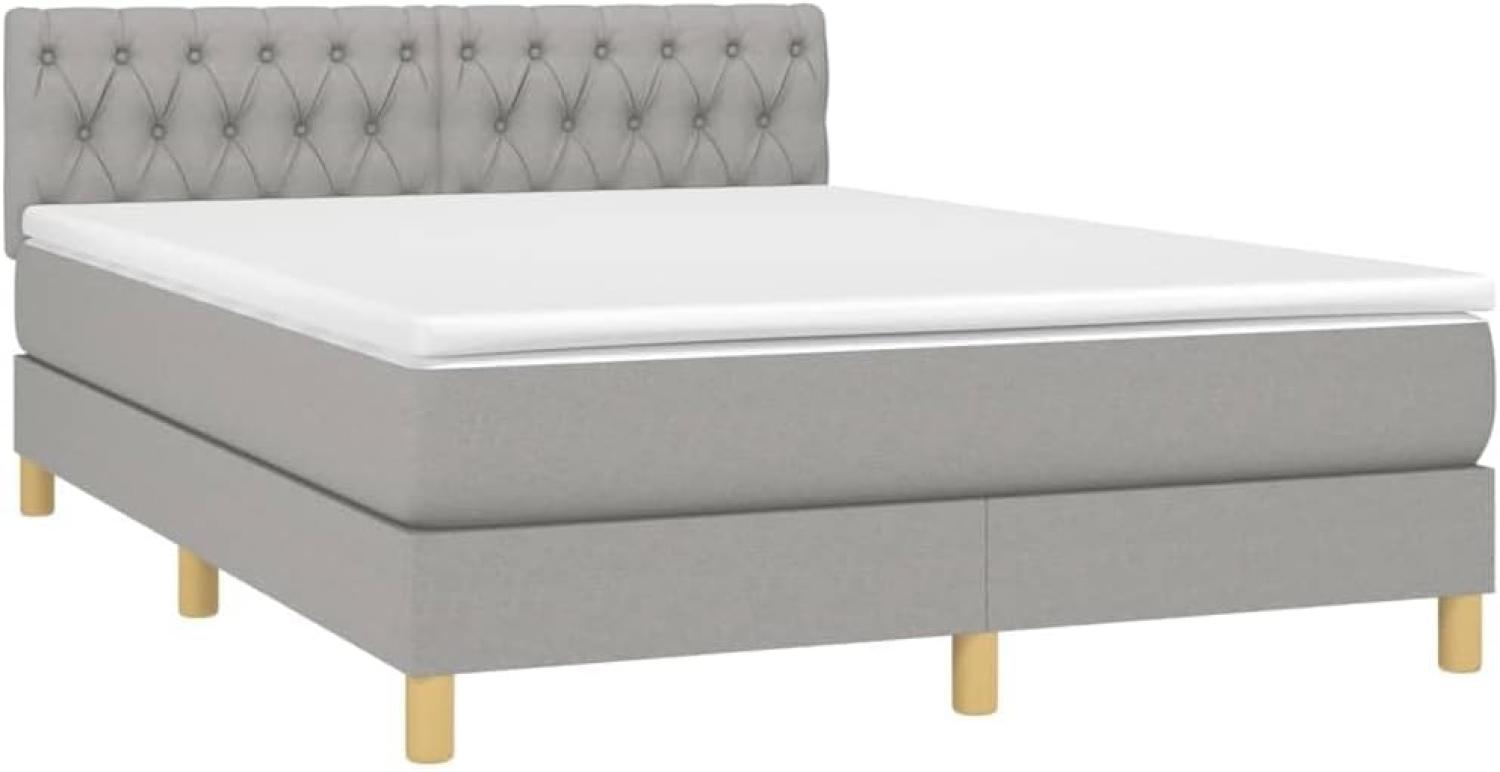 vidaXL Boxspringbett mit Matratze Hellgrau 140x200 cm Stoff 3140857 Bild 1