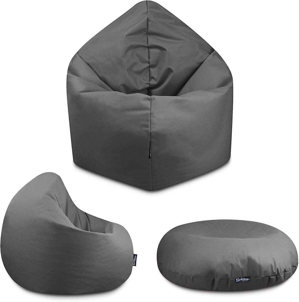 BuBiBag - 2in1 Sitzsack Bodenkissen - Outdoor Sitzsäcke Indoor Beanbag, Anthrazit, Ø 145,0 cm Bild 1