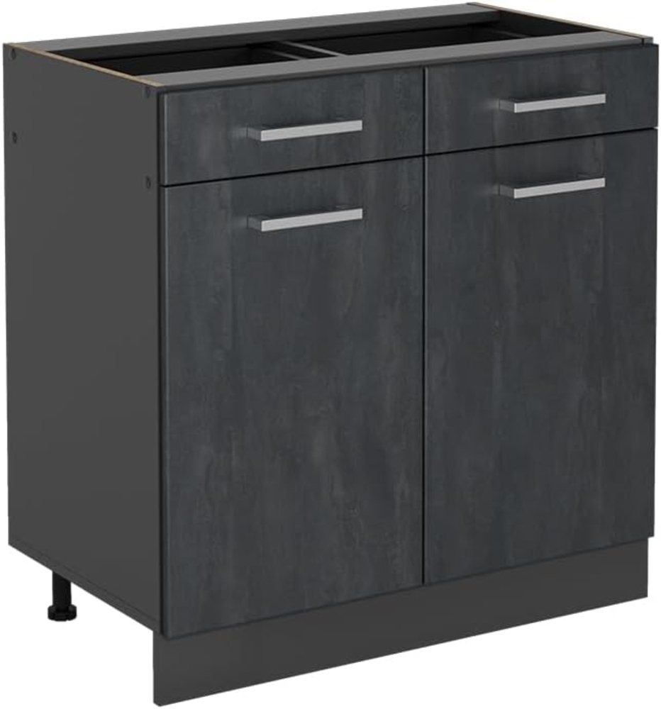 Vicco Küchenunterschrank R-Line, Schwarz Beton/Anthrazit, 80 cm ohne Arbeitsplatte Bild 1