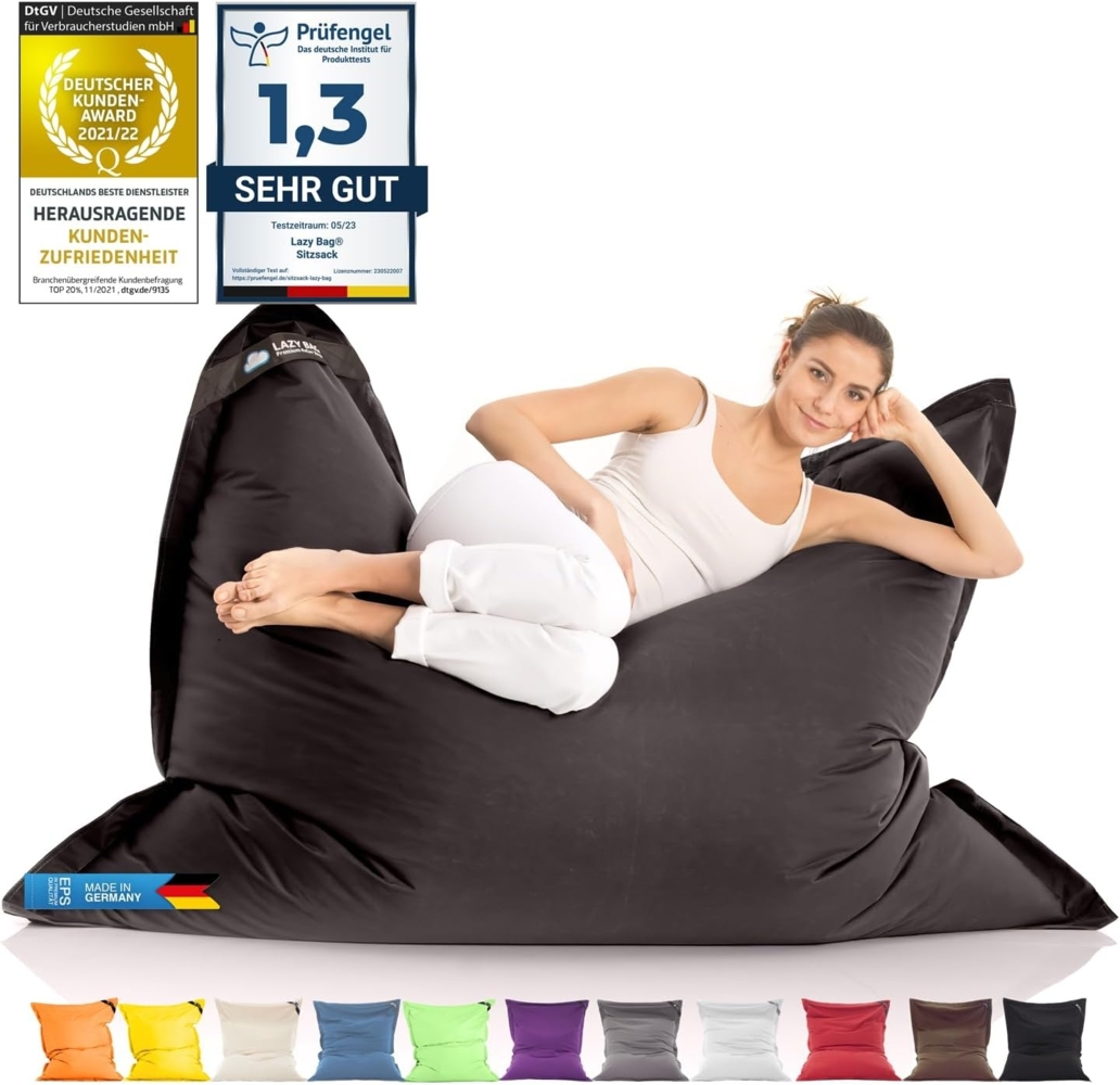 LAZY BAG Sitzsack für Indoor & Outdoor, Schwarz, Nylon, 400 l Bild 1
