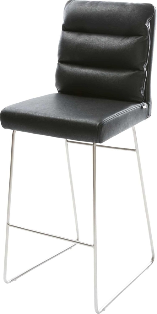 Barstuhl Pela-Flex Kufengestell Edelstahl Echt-Leder Schwarz Bild 1