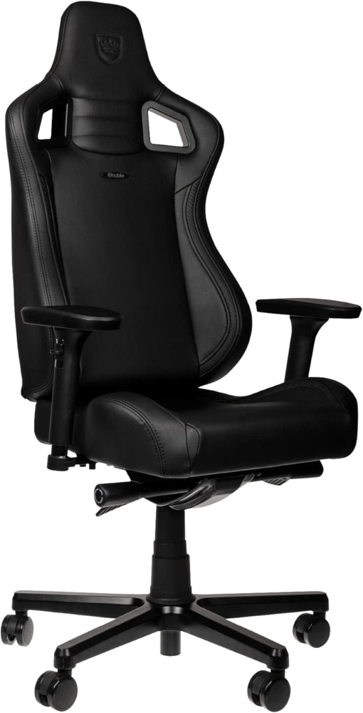 noblechairs Epic Compact Gaming Stuhl, Bürostuhl Ergonomisch, Schreibtisch Stuhl, Kopf- und Lendenstütze, PU-Leder, Entwickelt für Nutzer bis 120 kg und 1,7 Meter Hoch (Schwarz/Carbon) Bild 1