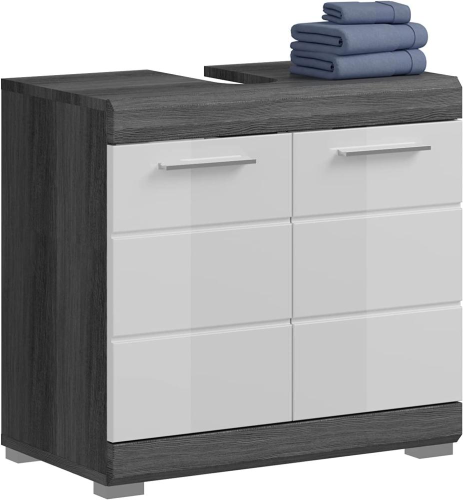 Waschbeckenunterschrank Stirling / Scout, Holzwerkstoff, Grau, Weiß, 60 x 56 x 34 cm Bild 1
